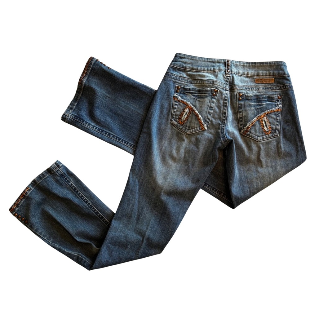 Cowgirl Tuff Co Copper Gypsy Bootcut Jeans W26 L33 Studded Whipstitch Western
